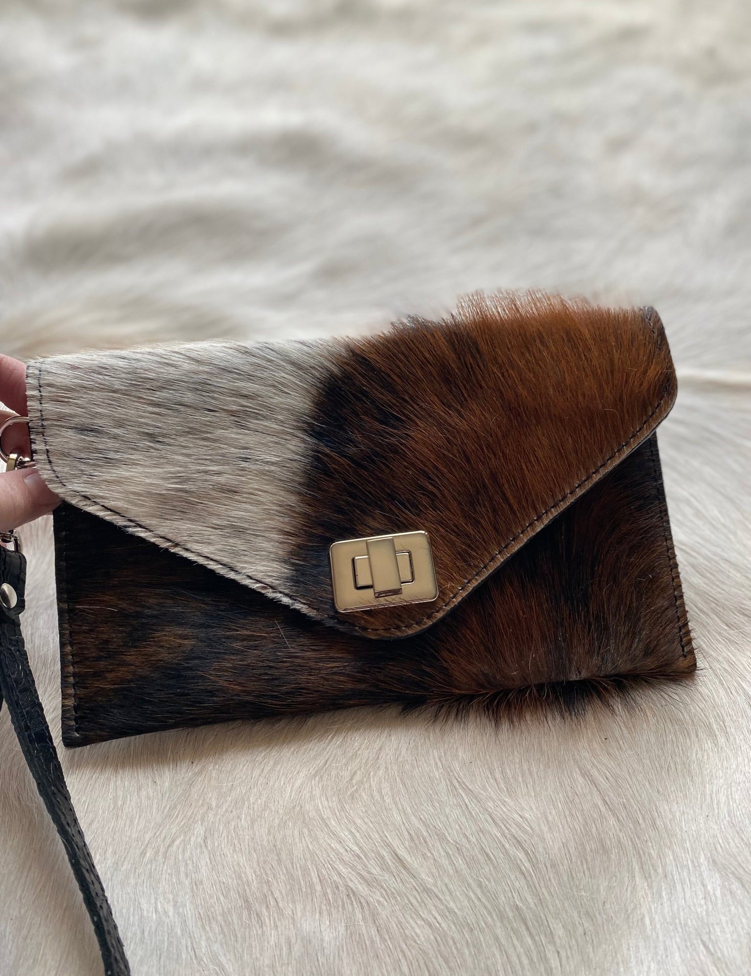 Tricolor Cowhide Clutch - LovLeathers