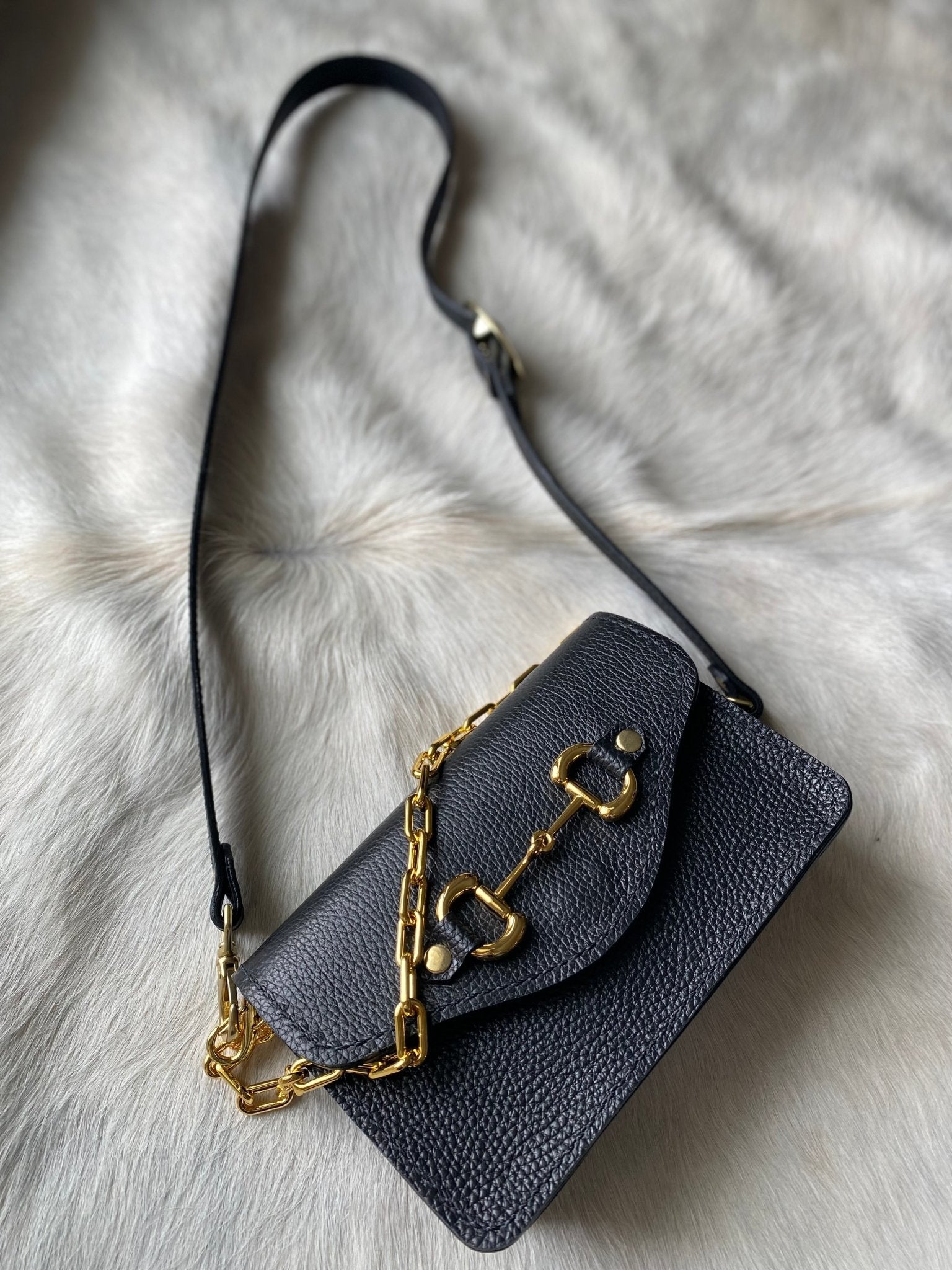 Black Pebble Grain Bit Bum Bag - PREORDER - LovLeathers