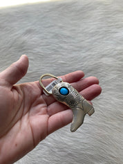 Sterling Turquoise Boot Keychain Charm - LovLeathers