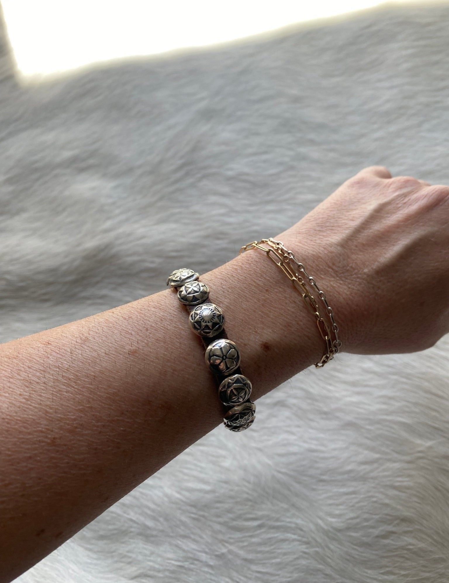 Mini Concho Leather Bracelet - LovLeathers