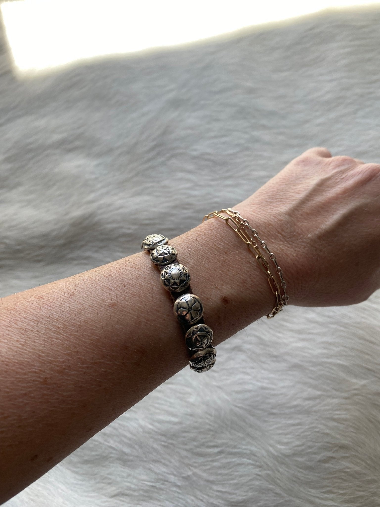 Mini Concho Leather Bracelet - LovLeathers