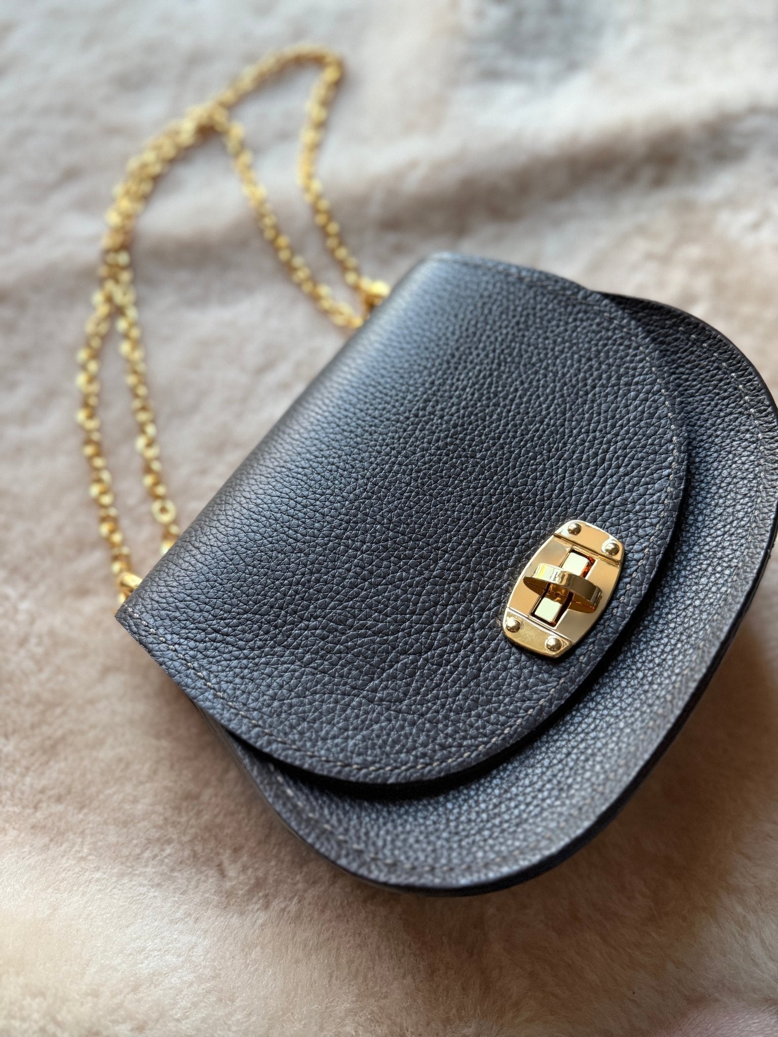 Dark Chocolate Pioneer Italian Pebble Grain Leather Handbag - LovLeathers