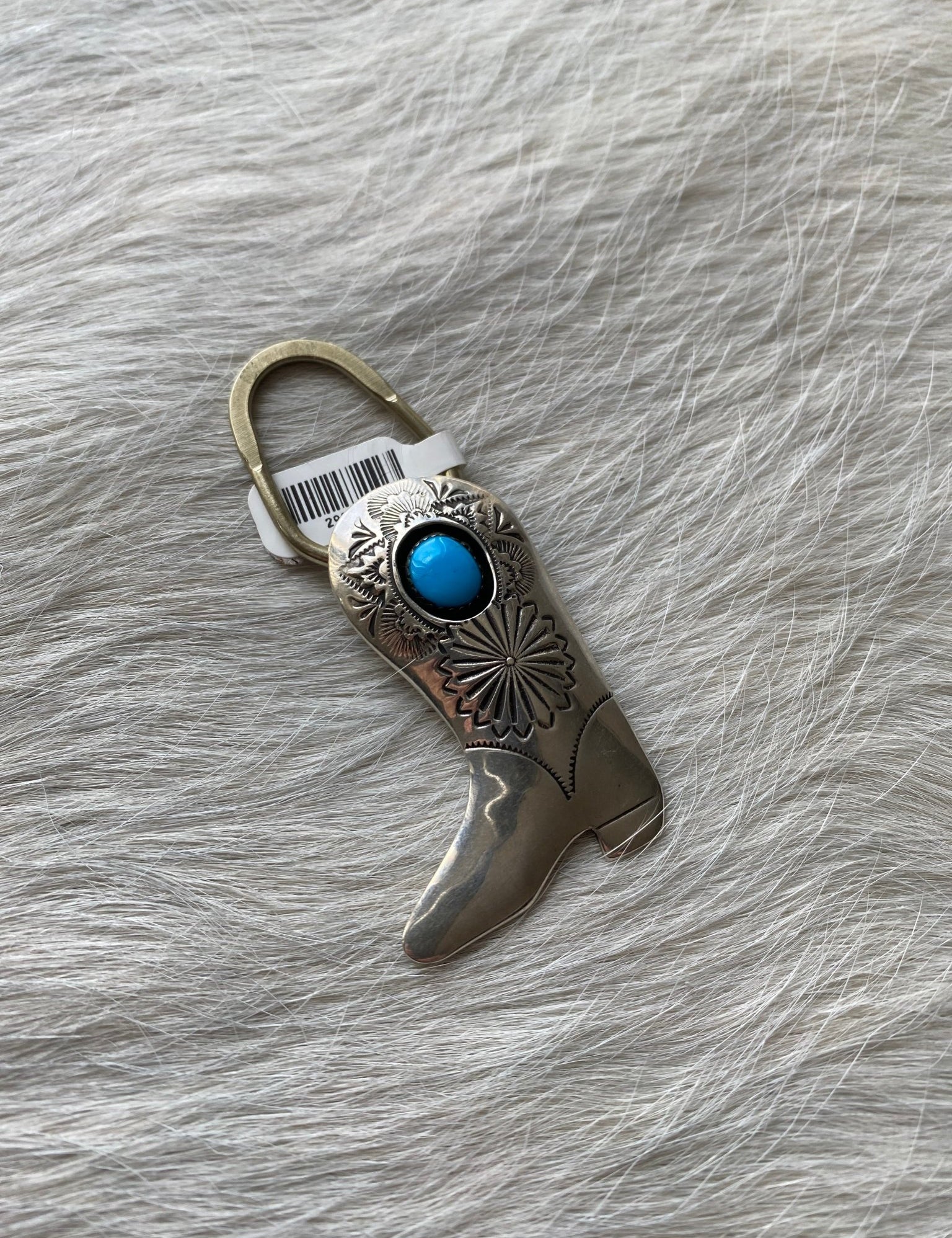 Sterling Turquoise Boot Keychain Charm - LovLeathers