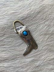 Sterling Turquoise Boot Keychain Charm - LovLeathers