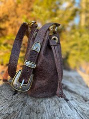The Settler Bucket Bag - Brown Western Tool - LovLeathers
