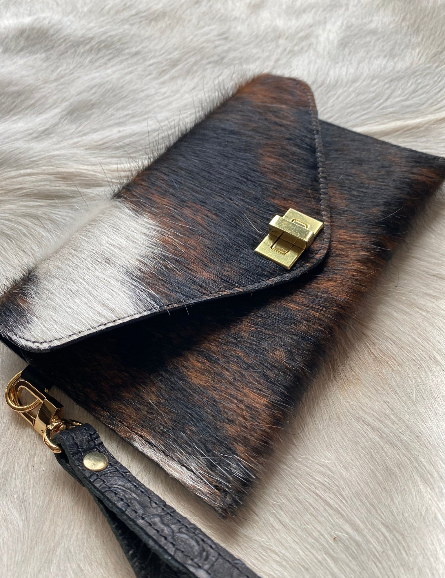 Tricolor Cowhide Clutch - LovLeathers
