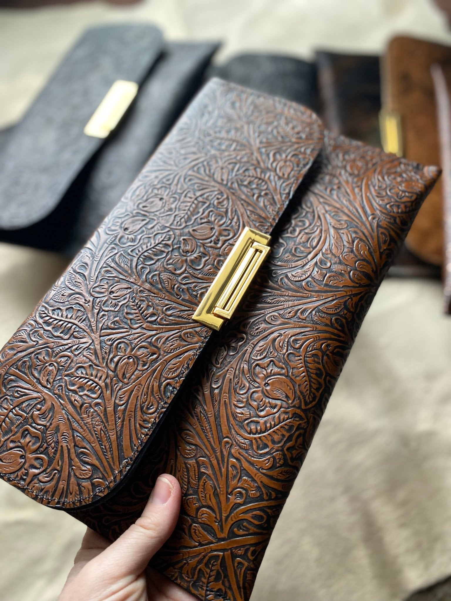 Western Embossed Tool Clutch - LovLeathers