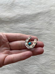 Horseshoe Turquoise Pendant Brooch - LovLeathers