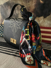 Styled Black Boot Stitch Pioneer Handbag - LovLeathers