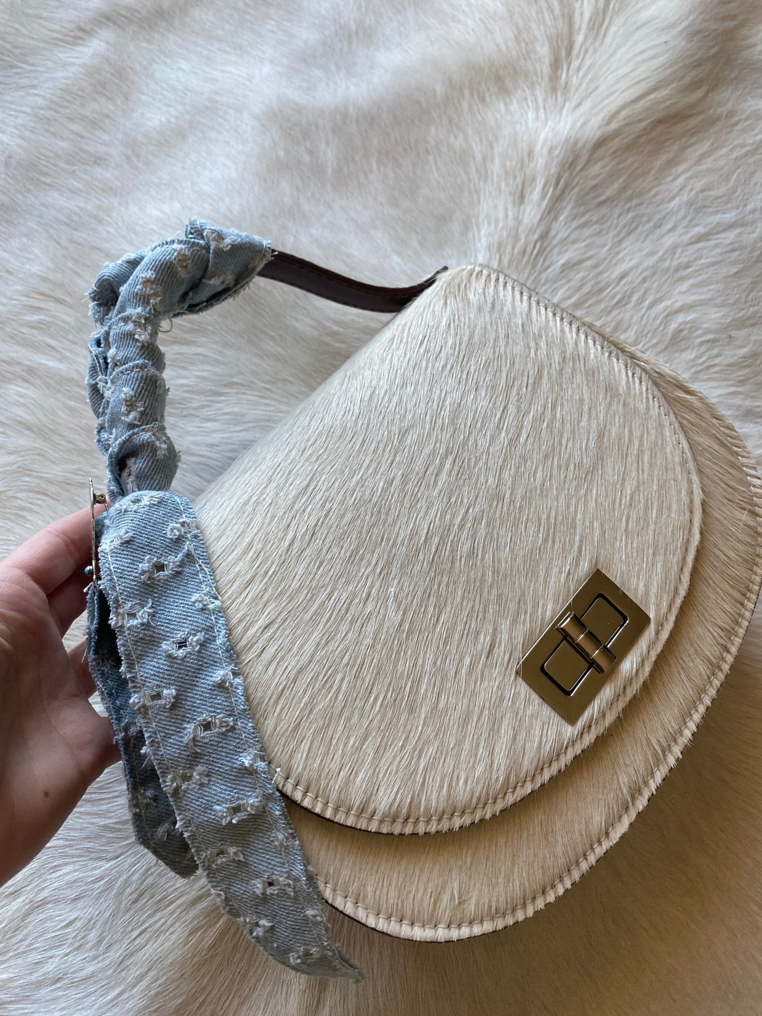 Blonde Distressed Denim Pioneer + Boot Pin - LovLeathers