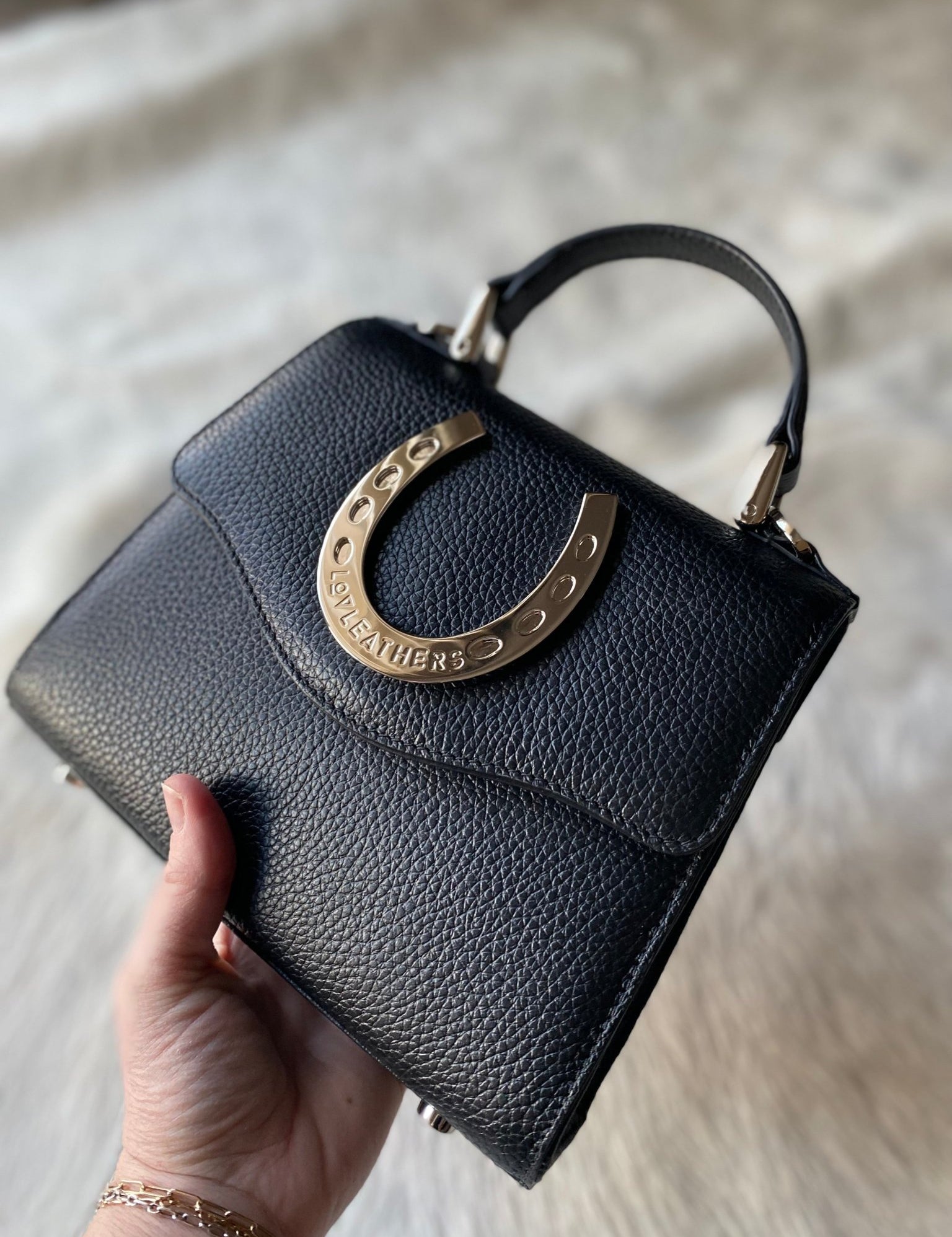 Black Silver Horseshoe Lady Bag - LovLeathers