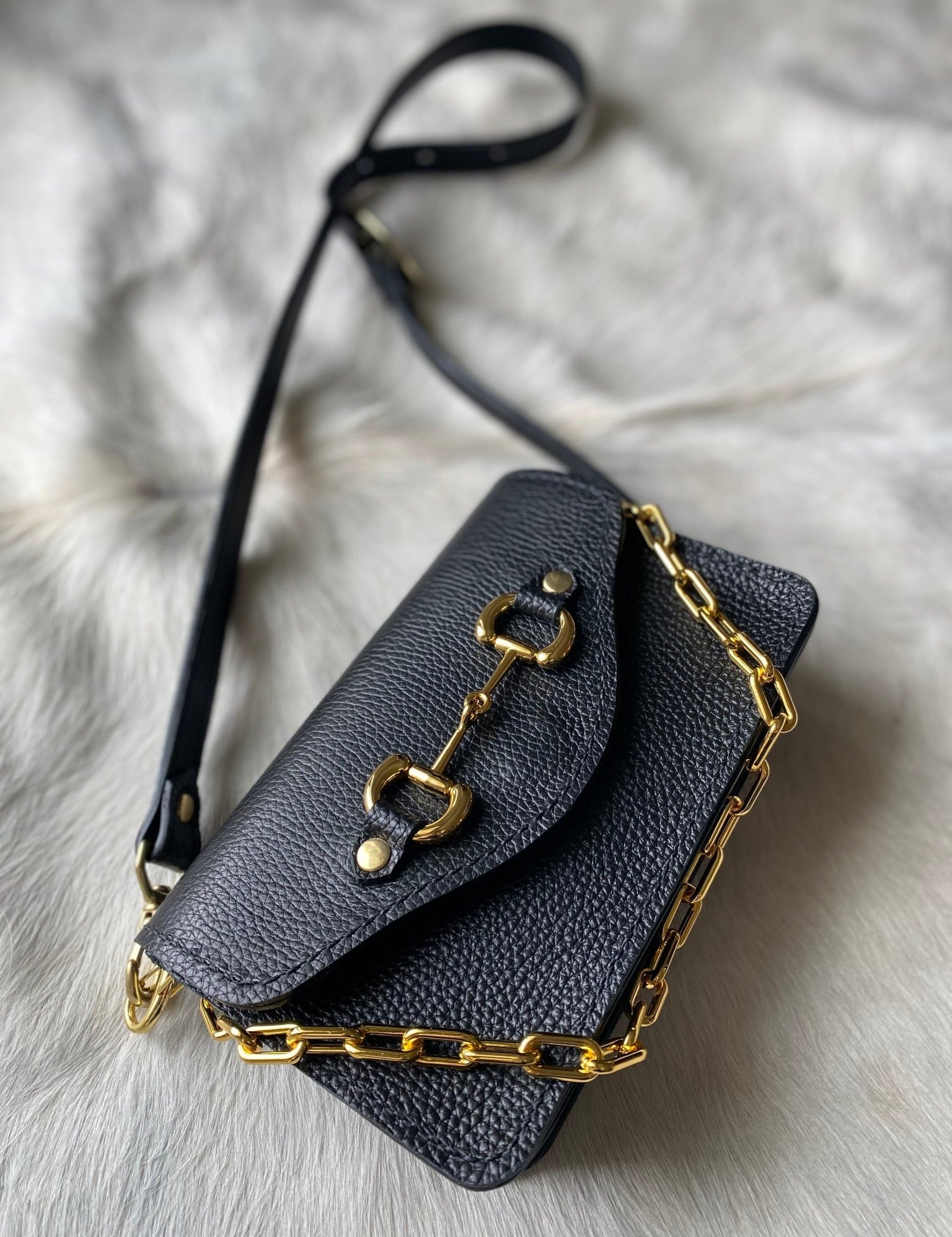 Black Pebble Grain Bit Bum Bag - PREORDER - LovLeathers