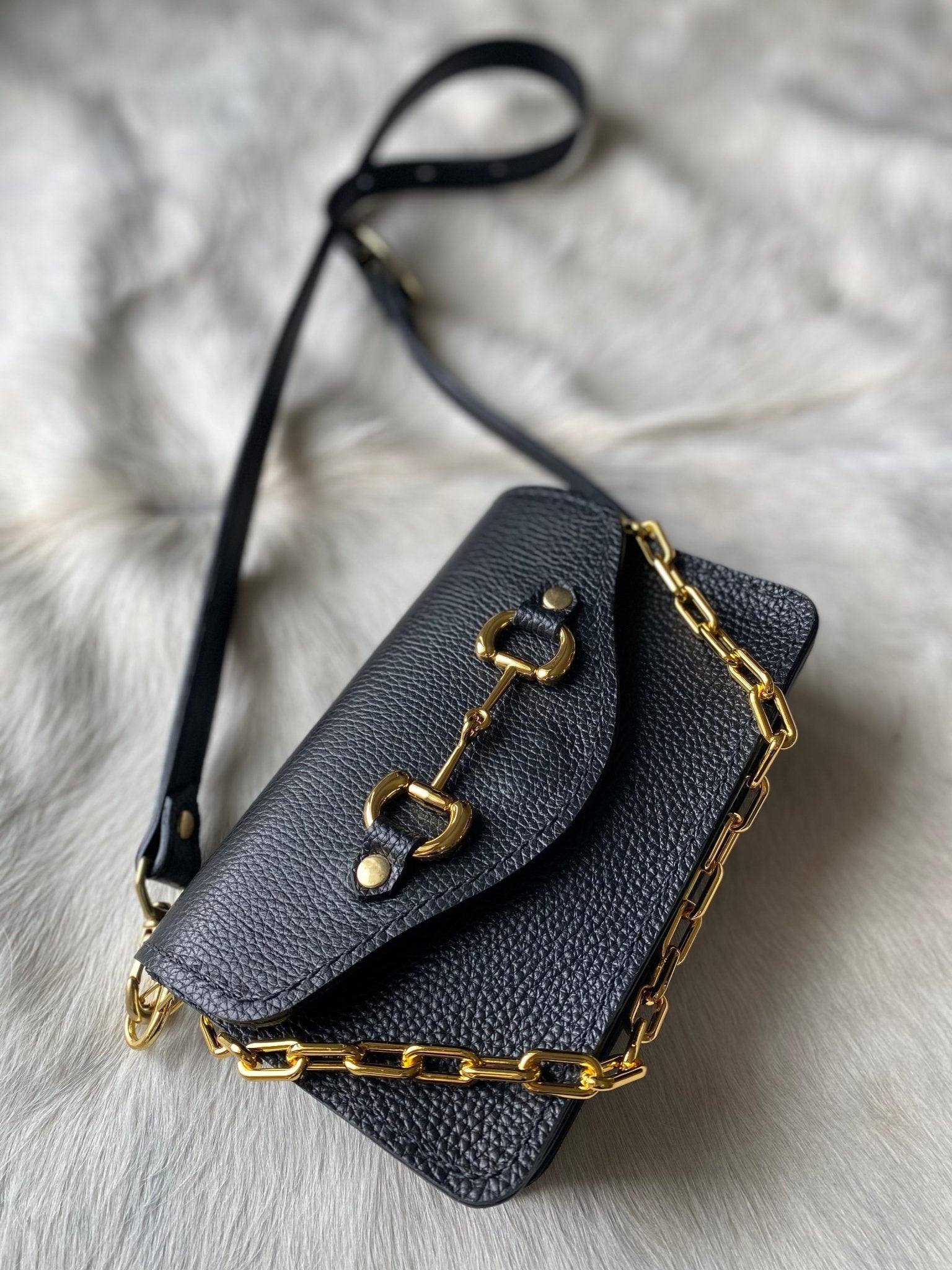 Black Pebble Grain Bit Bum Bag - PREORDER - LovLeathers