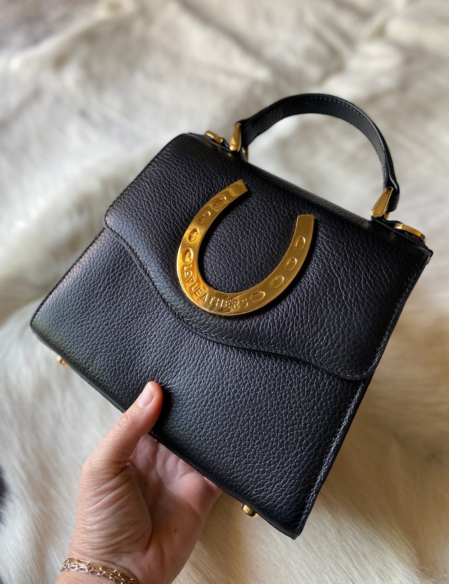 Black Lady Luck Horseshoe Bag - LovLeathers