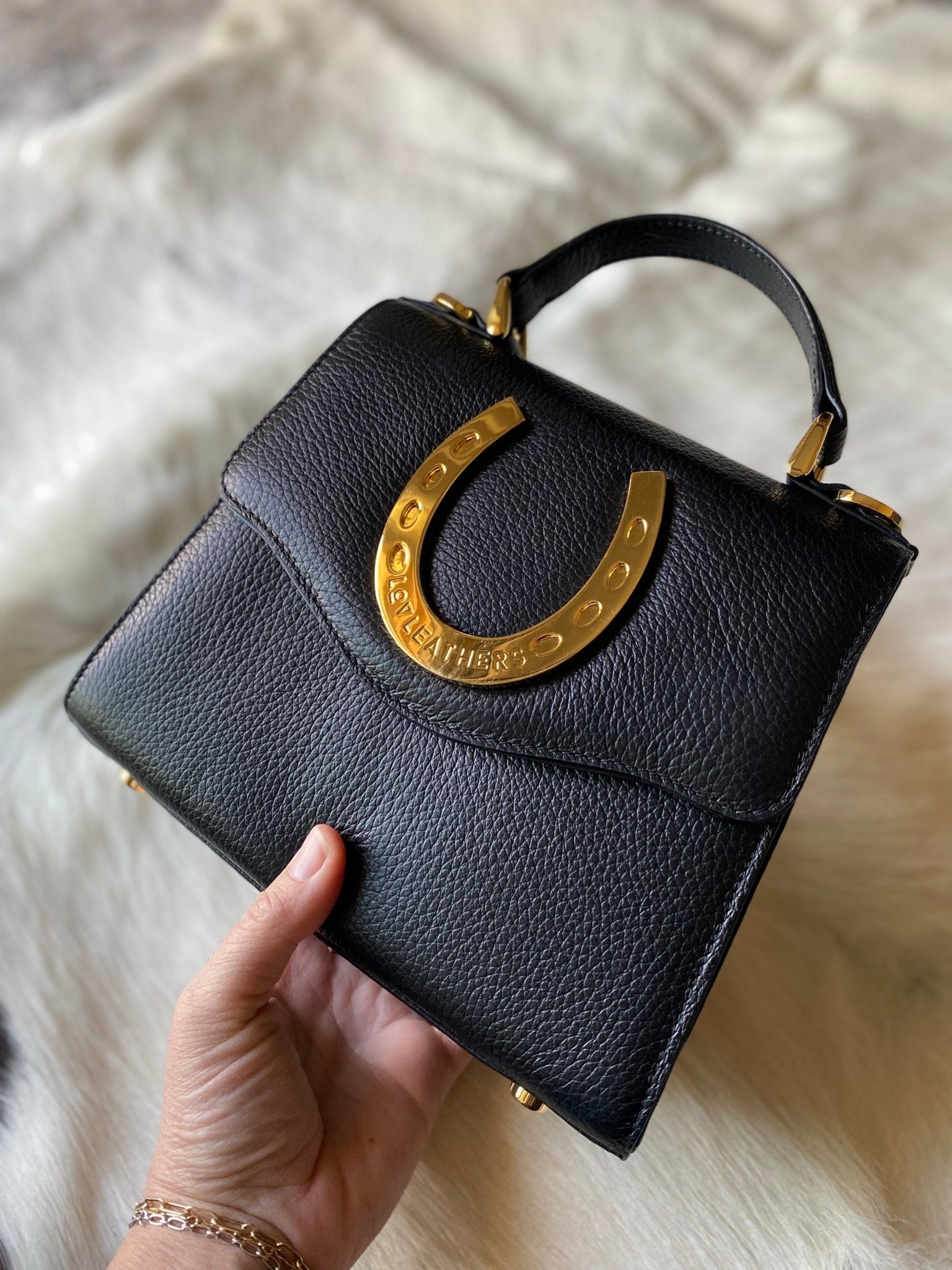 Black Lady Luck Horseshoe Bag - LovLeathers
