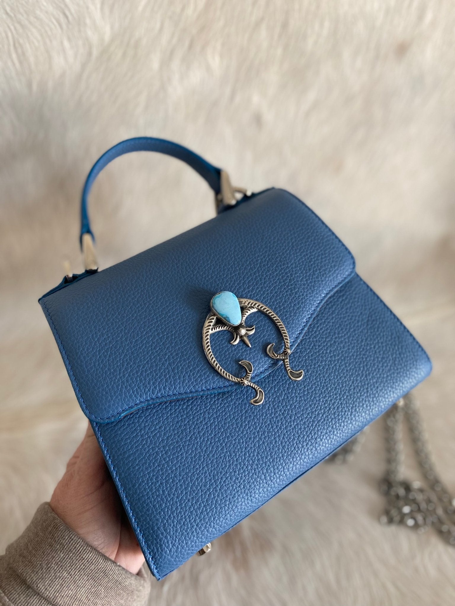 Naja Sky Blue Lady Bag - LovLeathers