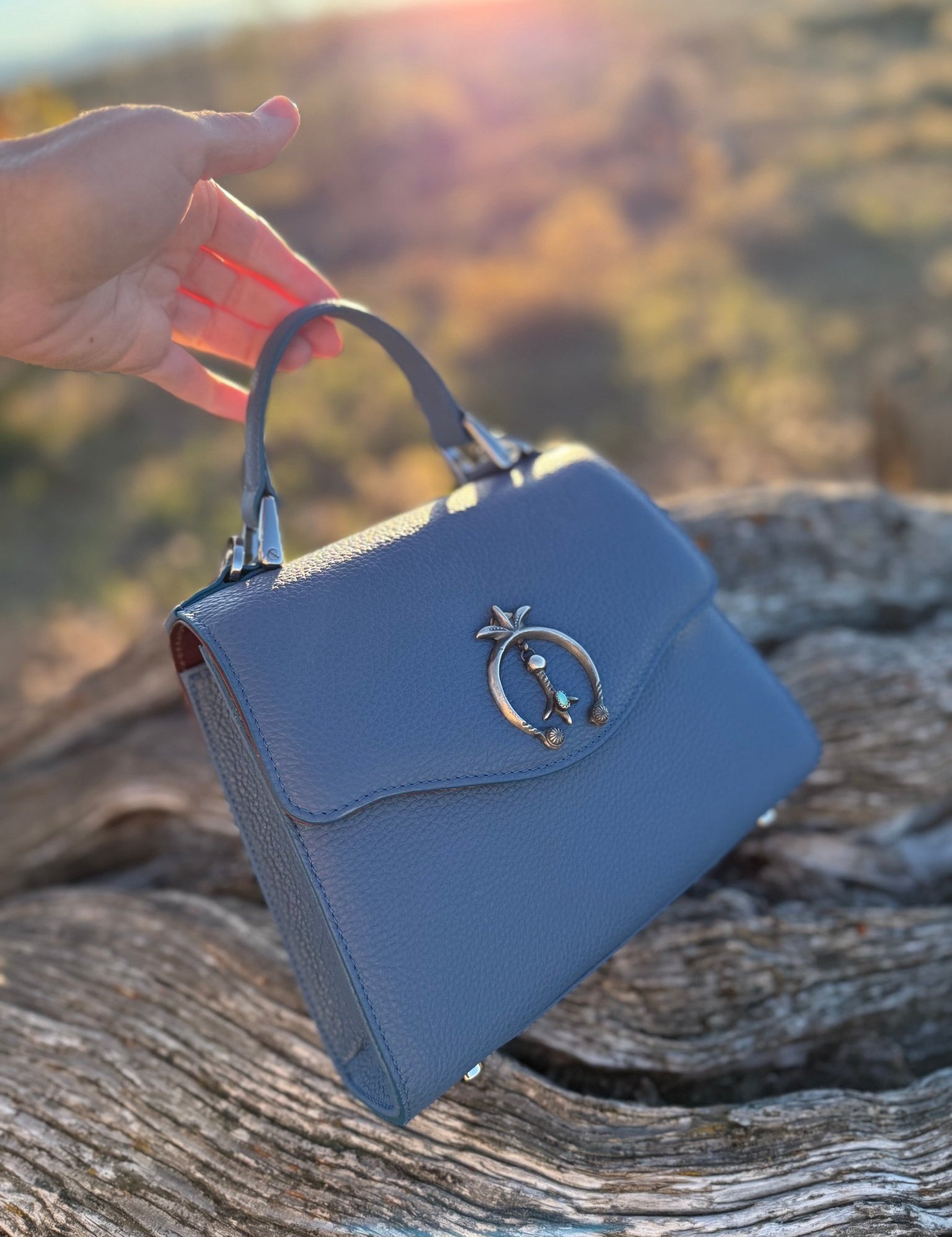 Lil Lady Bag Blue - Naja Pendant - LovLeathers