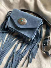 Blue Jeans Fringe Bum Bag - LovLeathers