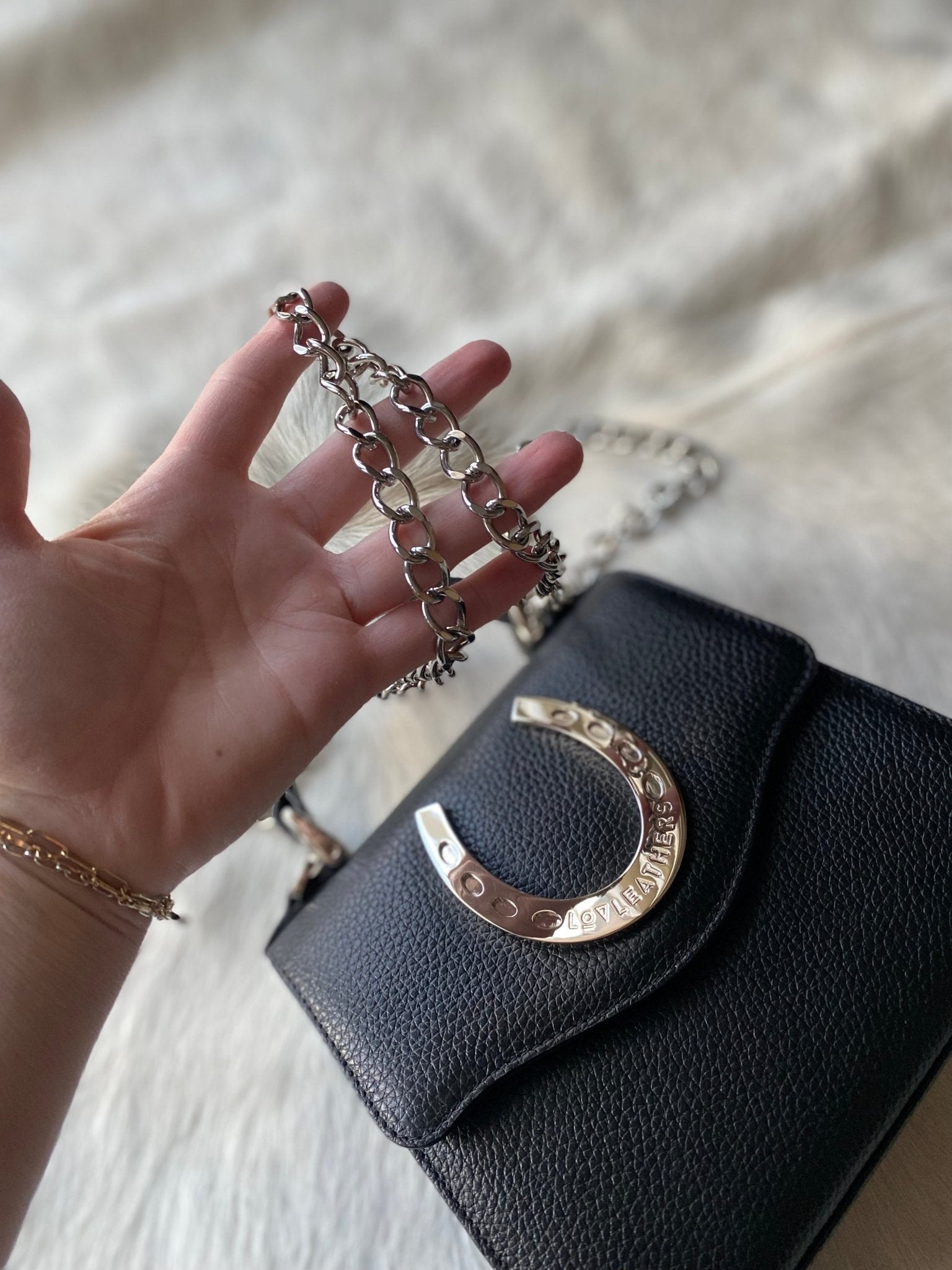 Black Silver Horseshoe Lady Bag - LovLeathers