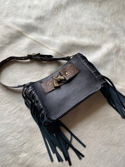 Black Horsehead Belted Mini Tote - LovLeathers