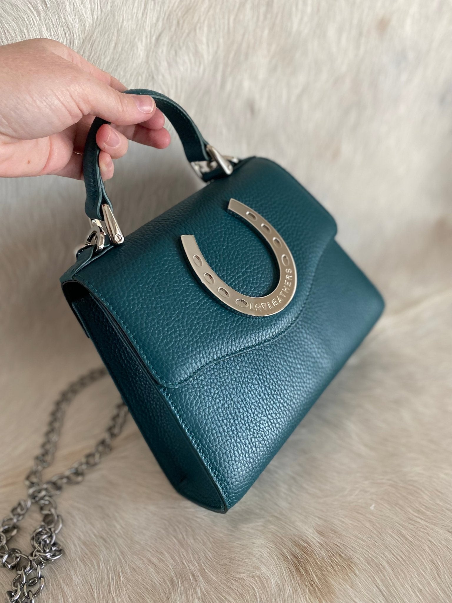 Teal Lil Lady Horseshoe Handbag - LovLeathers
