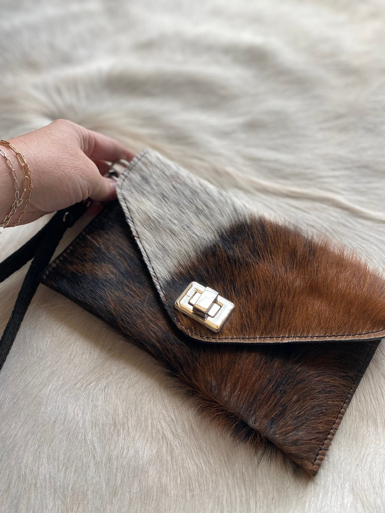 Tricolor Cowhide Clutch - LovLeathers
