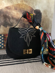 Styled Black Boot Stitch Pioneer Handbag - LovLeathers