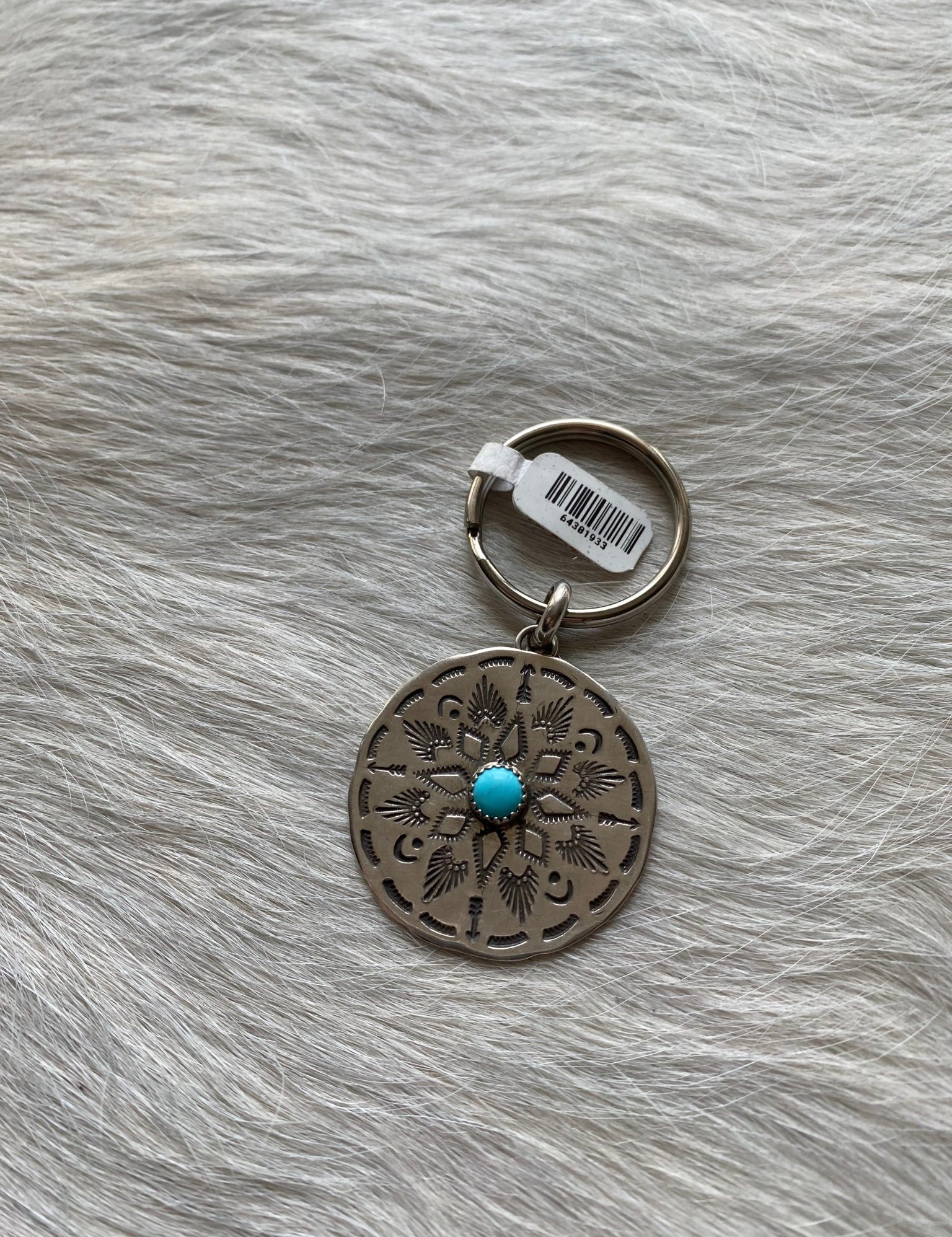Snowflake Sterling and Turquoise Keychain Charm - LovLeathers