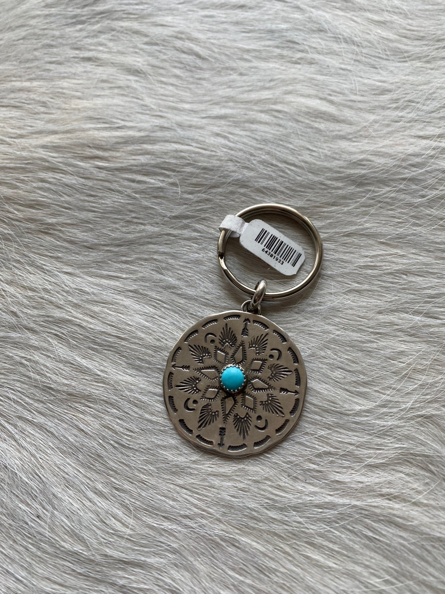Snowflake Sterling and Turquoise Keychain Charm - LovLeathers