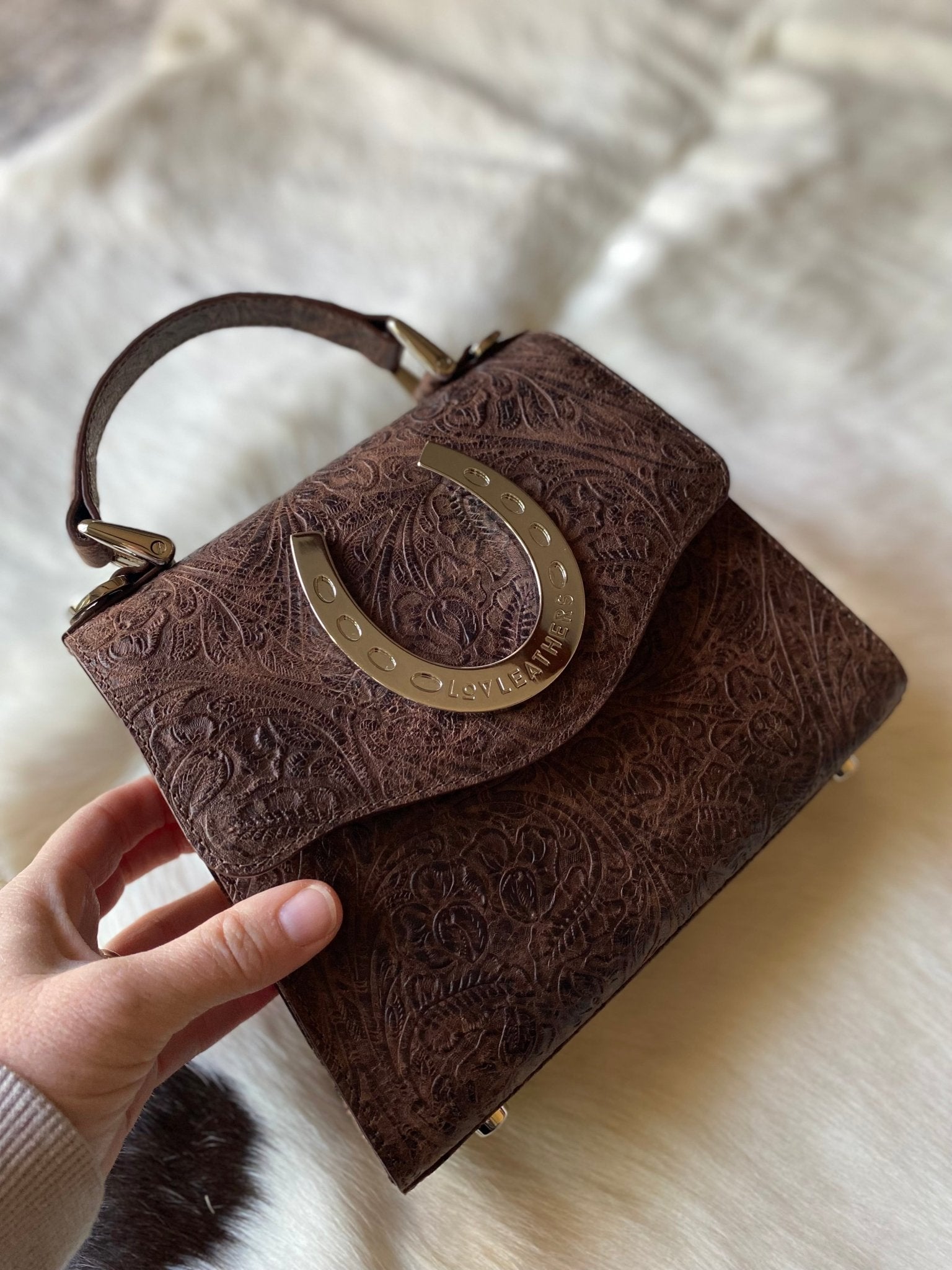 Brown Western Tool Horseshoe Lady Bag - LovLeathers