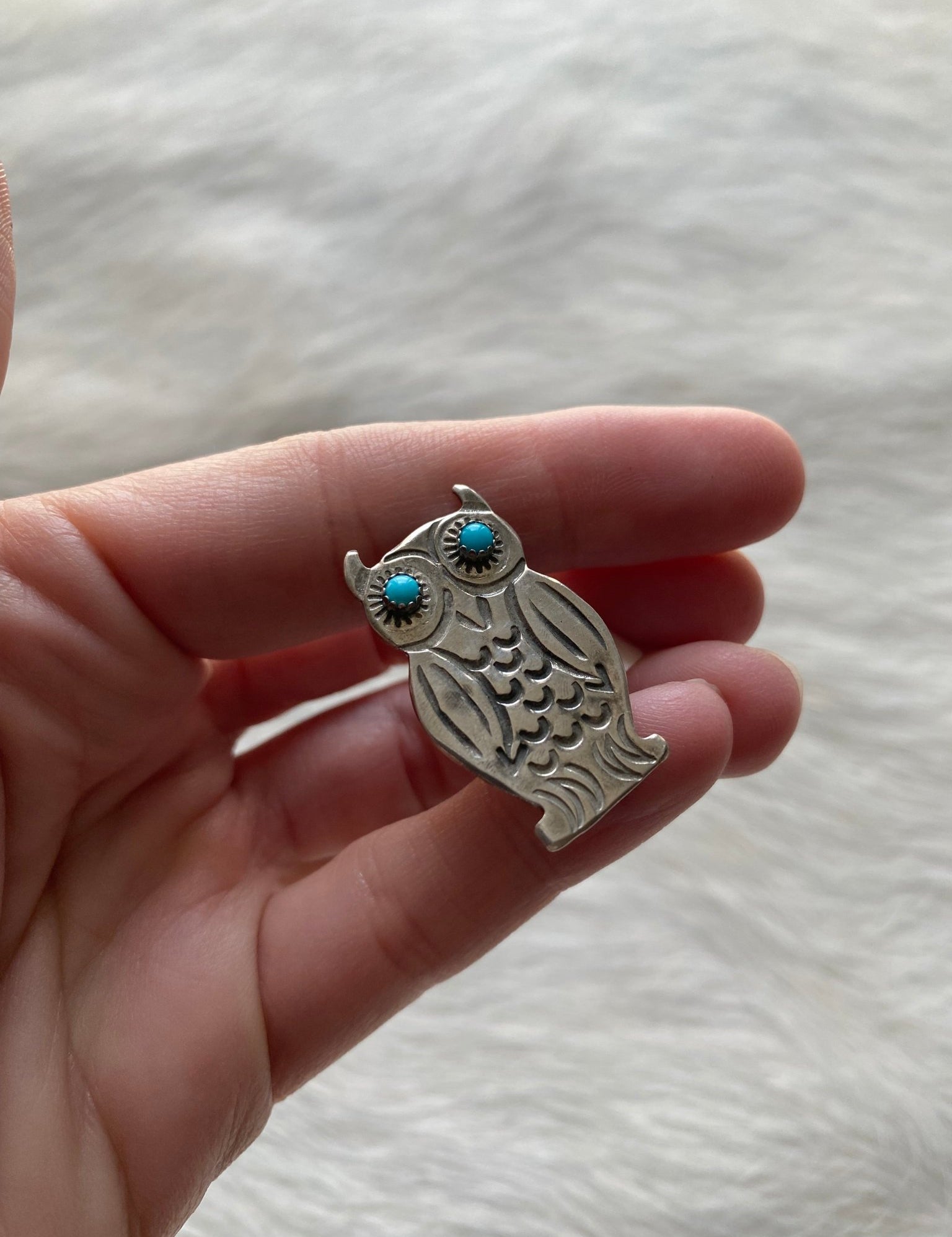 Owl Sterling Brooch - LovLeathers
