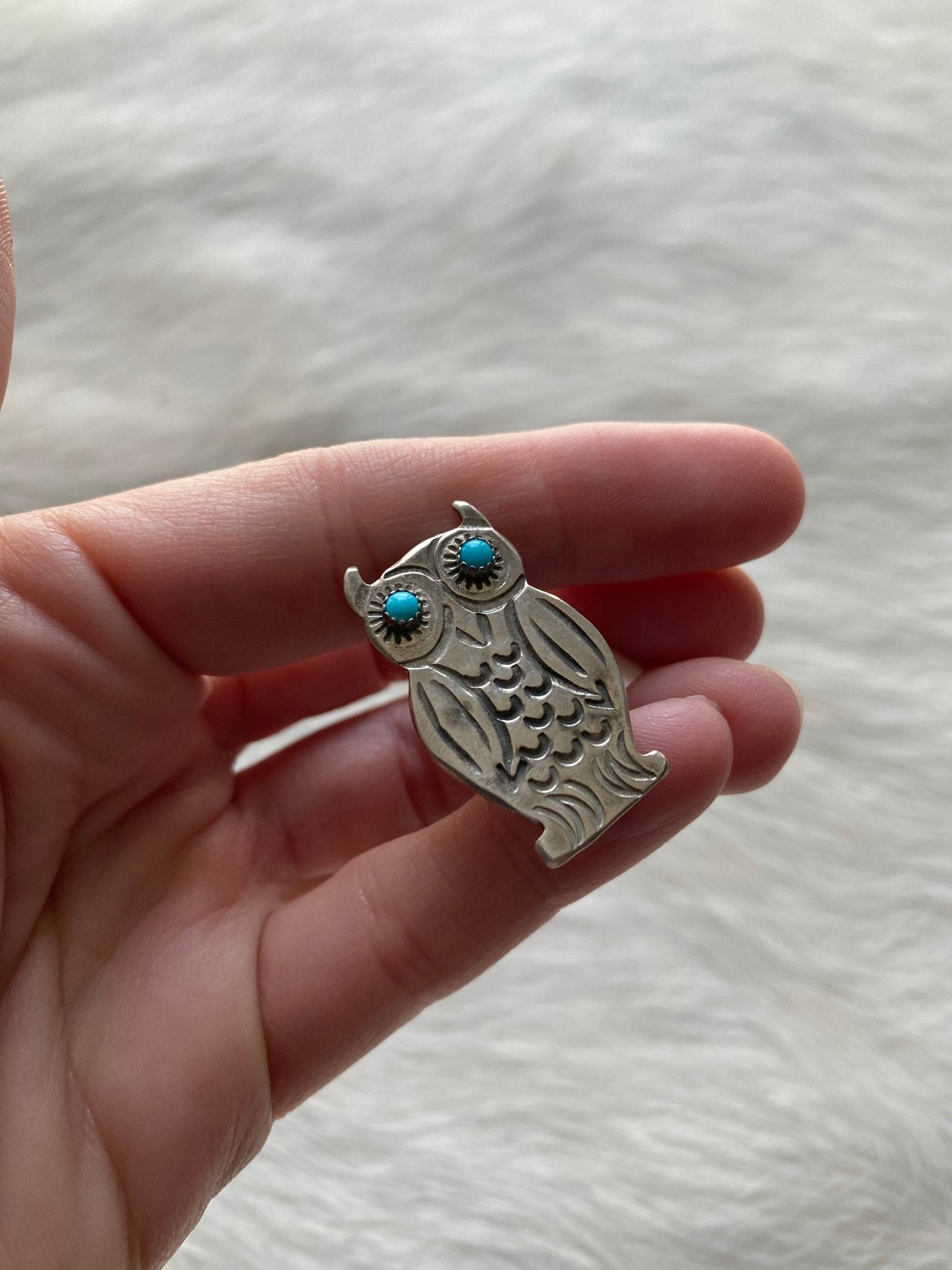 Owl Sterling Brooch - LovLeathers