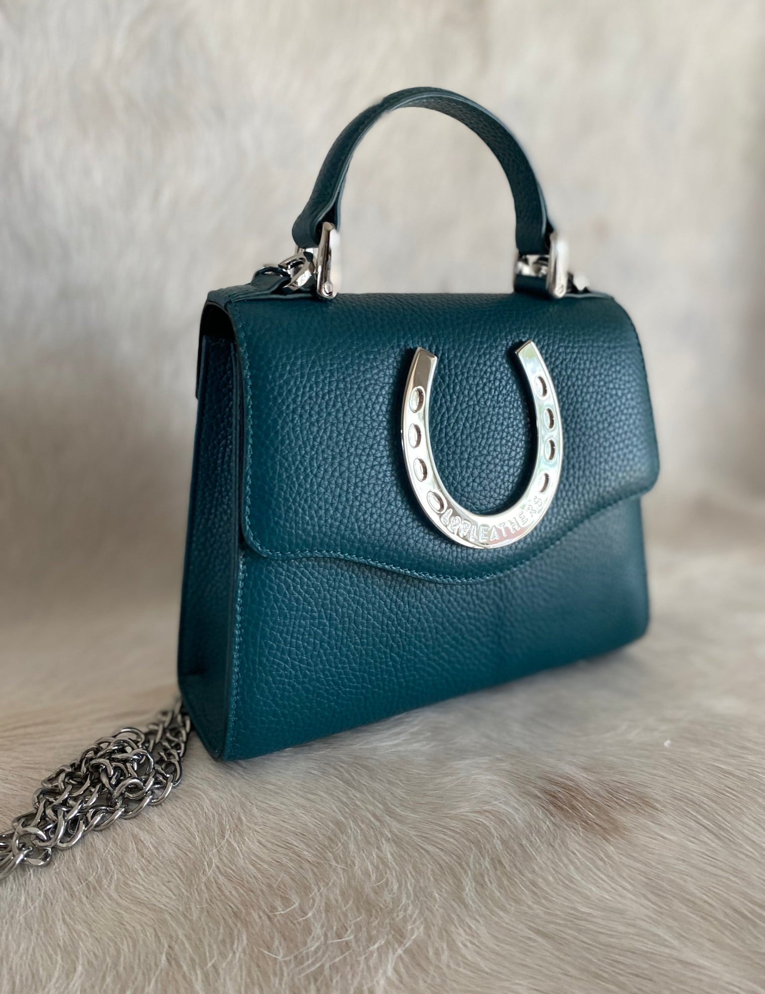 Teal Lil Lady Horseshoe Handbag - LovLeathers
