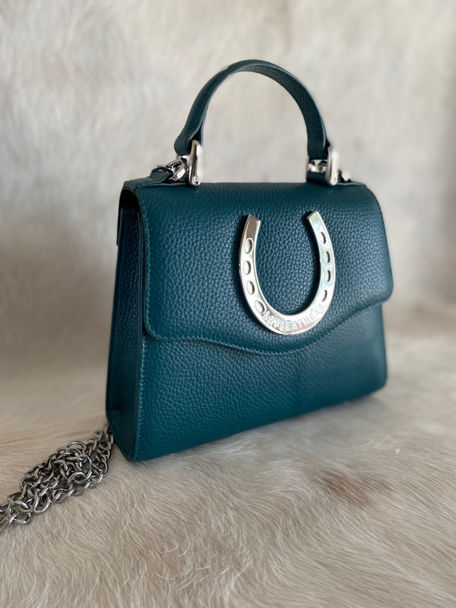 Teal Lil Lady Horseshoe Handbag - LovLeathers