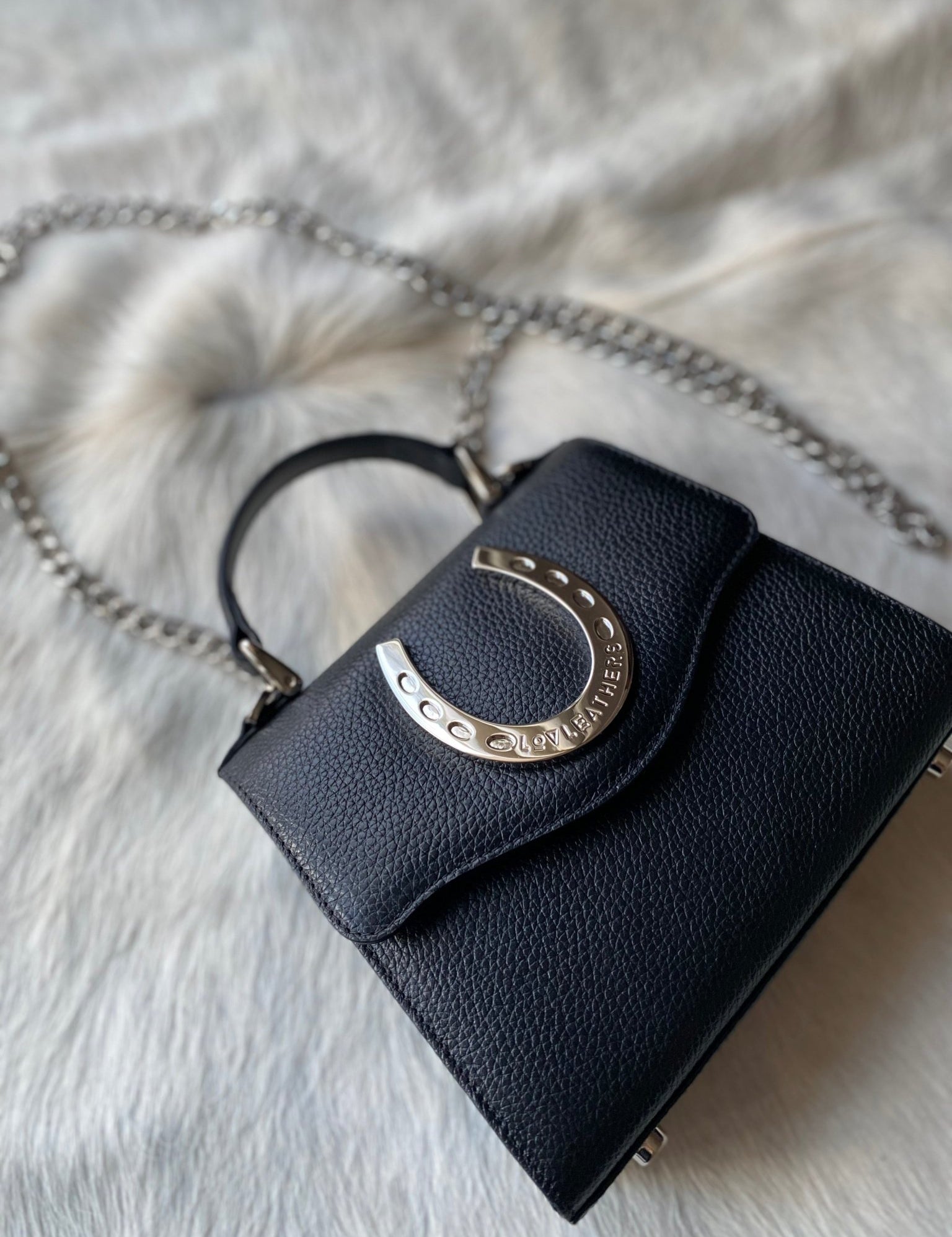 Black Silver Horseshoe Lady Bag - LovLeathers