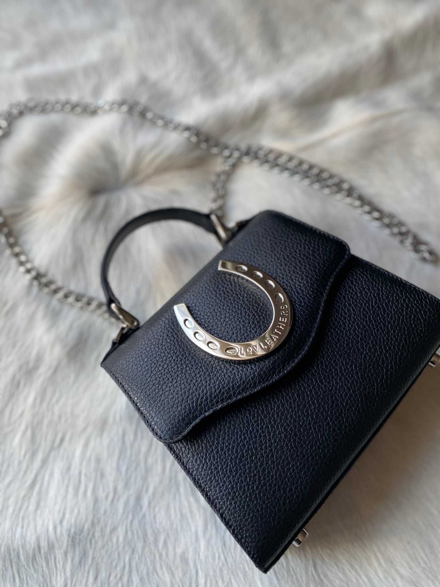 Black Silver Horseshoe Lady Bag - LovLeathers