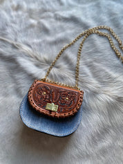 Mini Denim Suede Pioneer Cowgirl Keepsake - LovLeathers