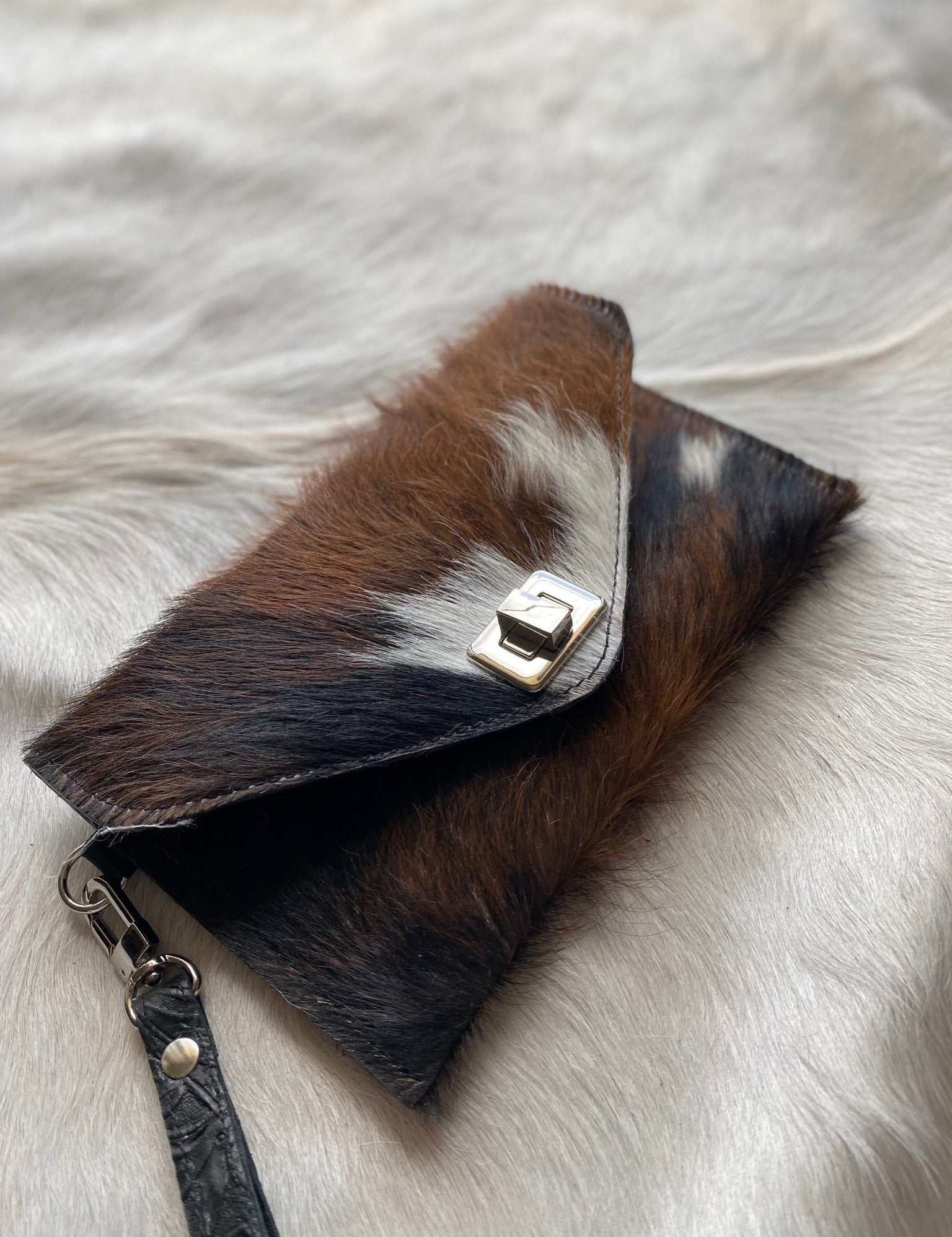 Tricolor Cowhide clutch - LovLeathers