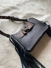 Black Horsehead Belted Mini Tote - LovLeathers