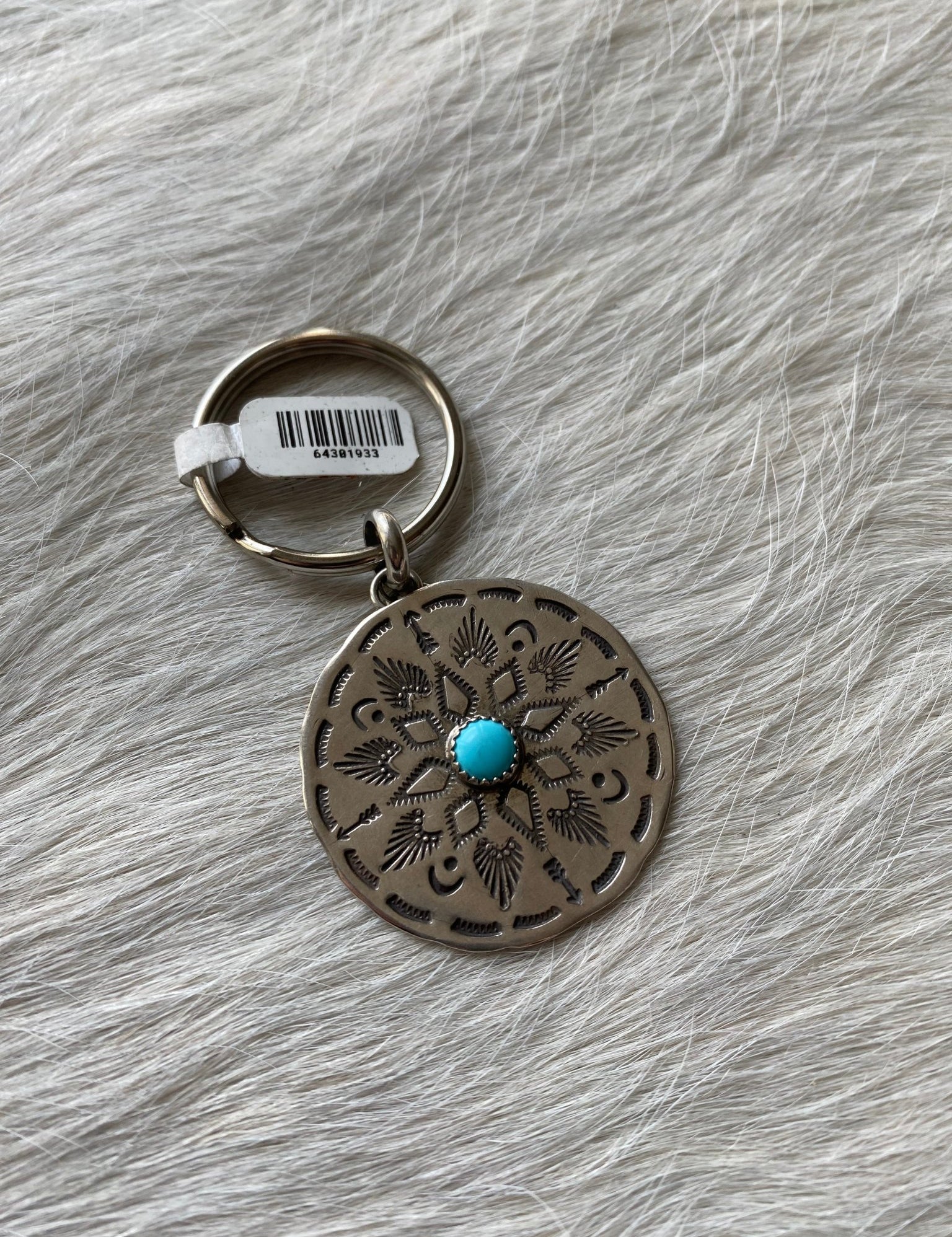 Snowflake Sterling and Turquoise Keychain Charm - LovLeathers