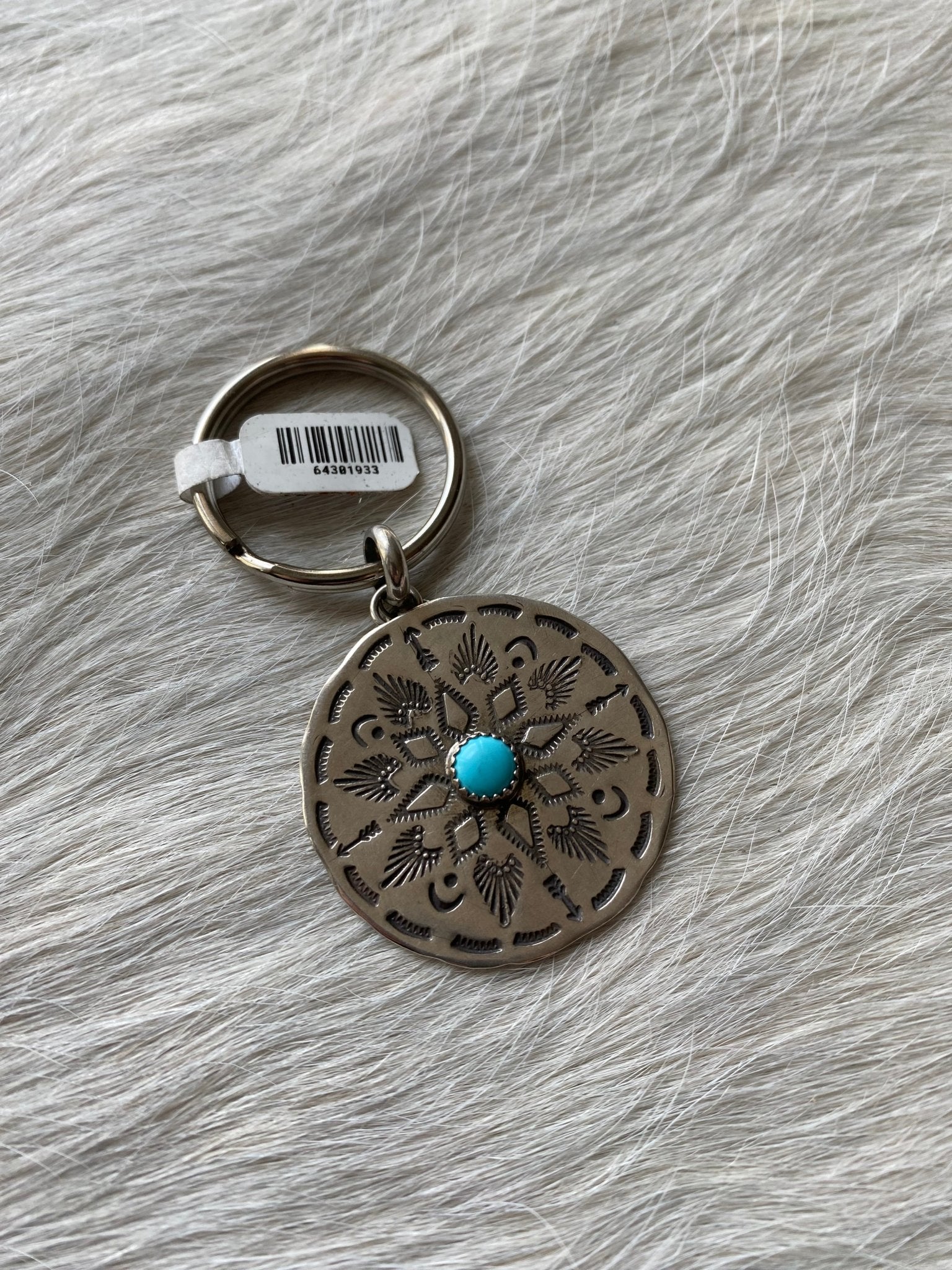 Snowflake Sterling and Turquoise Keychain Charm - LovLeathers