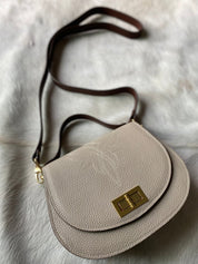 Boot Stitch Pioneer Handbag - Moon Pebble Grain - LovLeathers