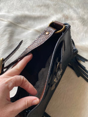 Black Horsehead Belted Mini Tote - LovLeathers