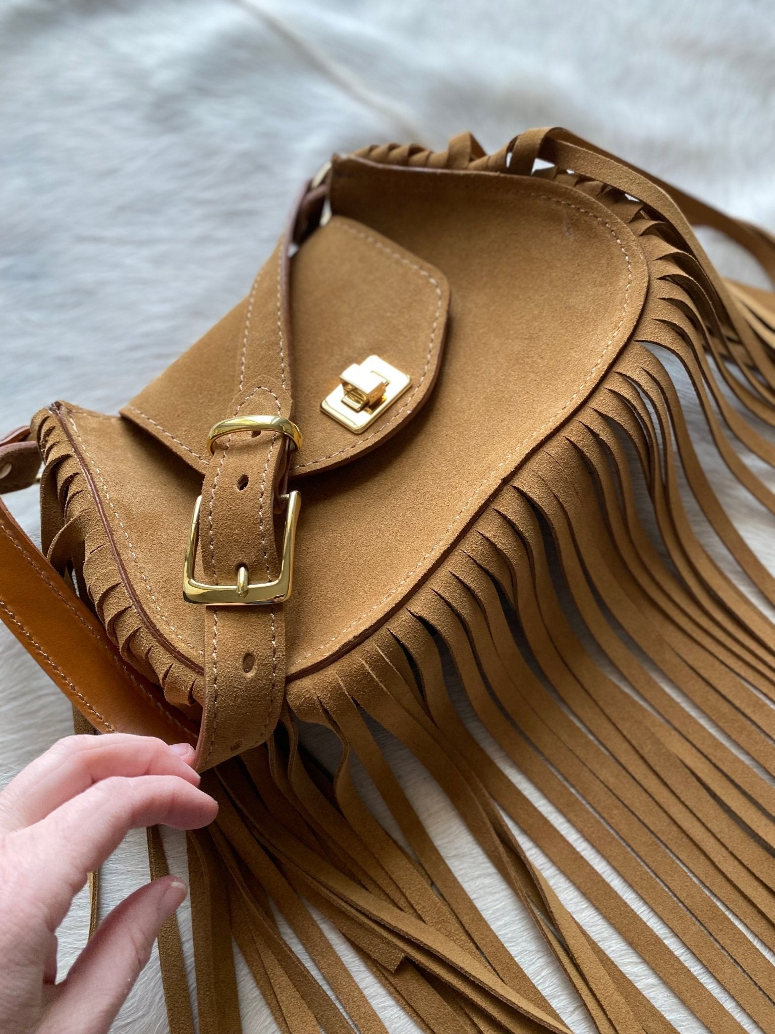 Ramblin Roamer in Tan Suede - LovLeathers