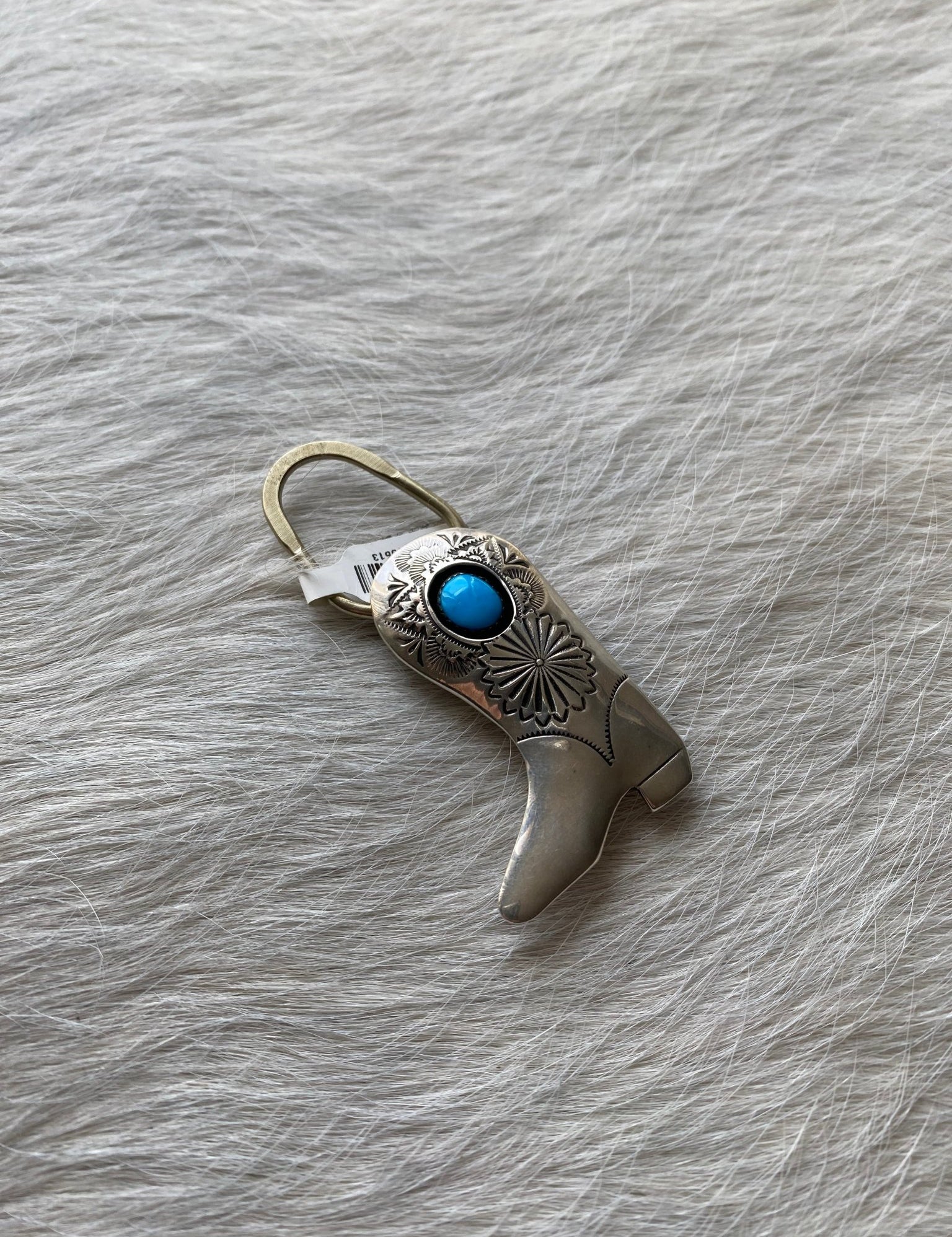 Sterling Turquoise Boot Keychain Charm - LovLeathers
