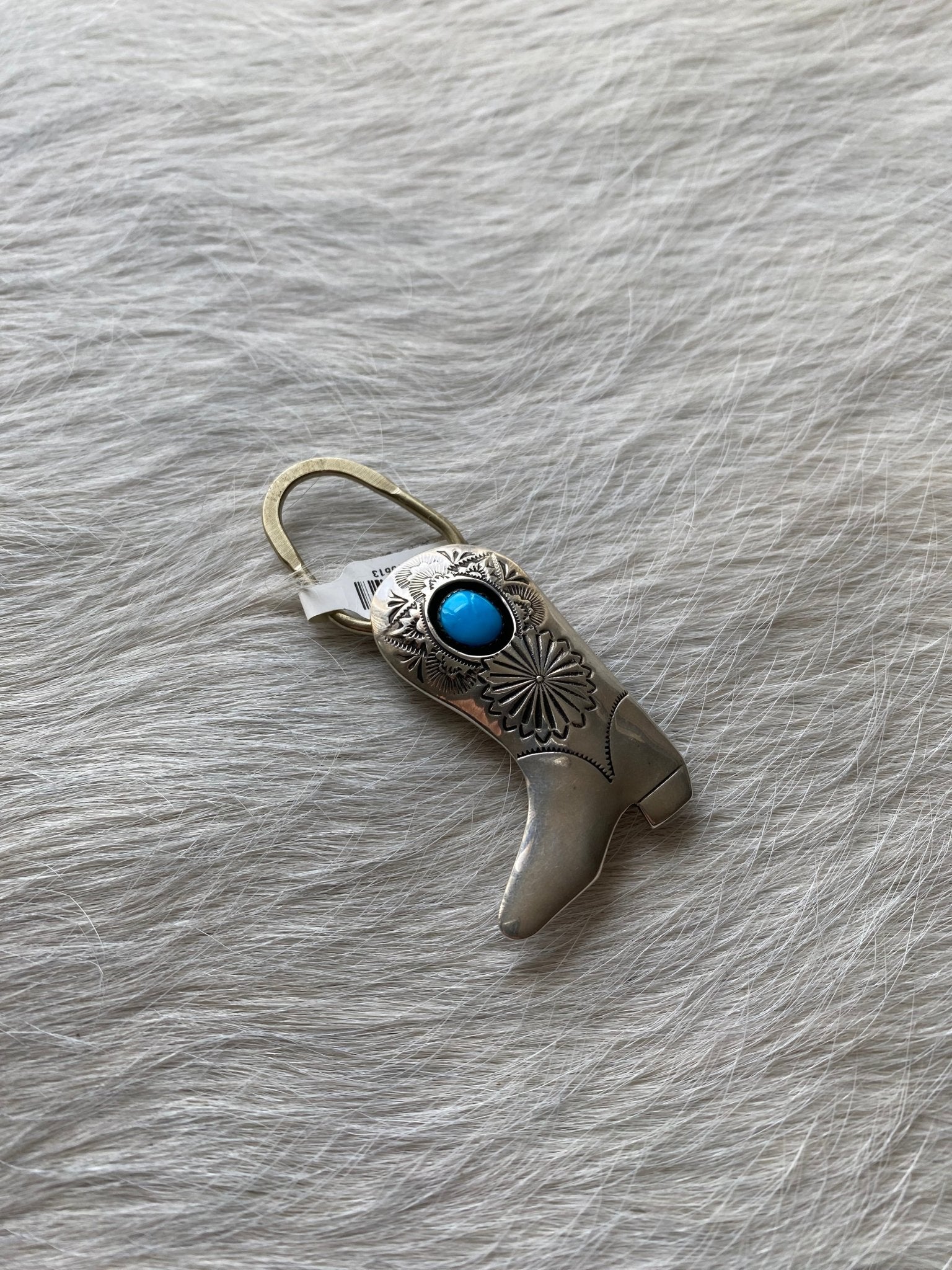 Sterling Turquoise Boot Keychain Charm - LovLeathers