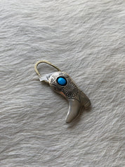 Sterling Turquoise Boot Keychain Charm - LovLeathers