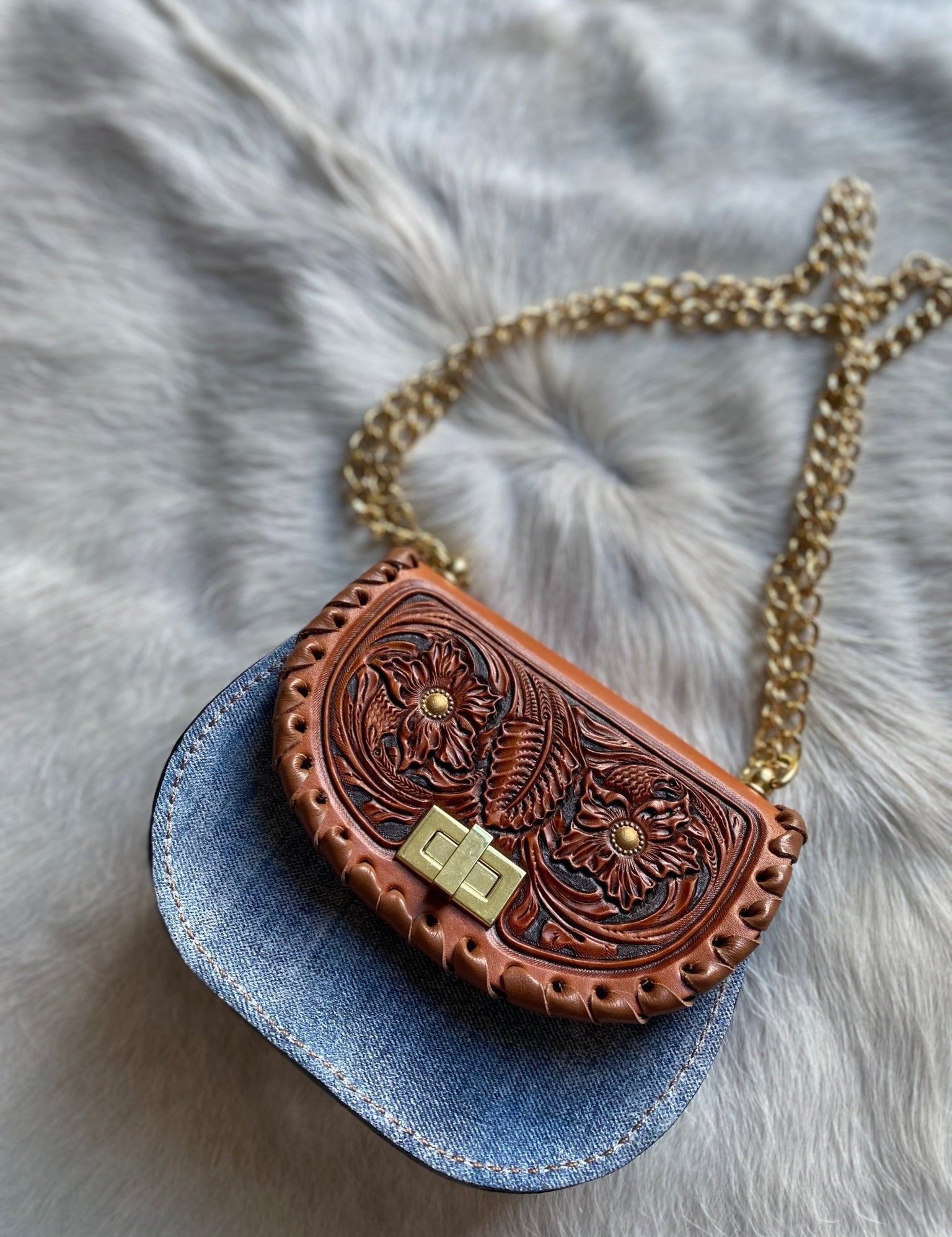 Mini Denim Suede Pioneer Cowgirl Keepsake - LovLeathers