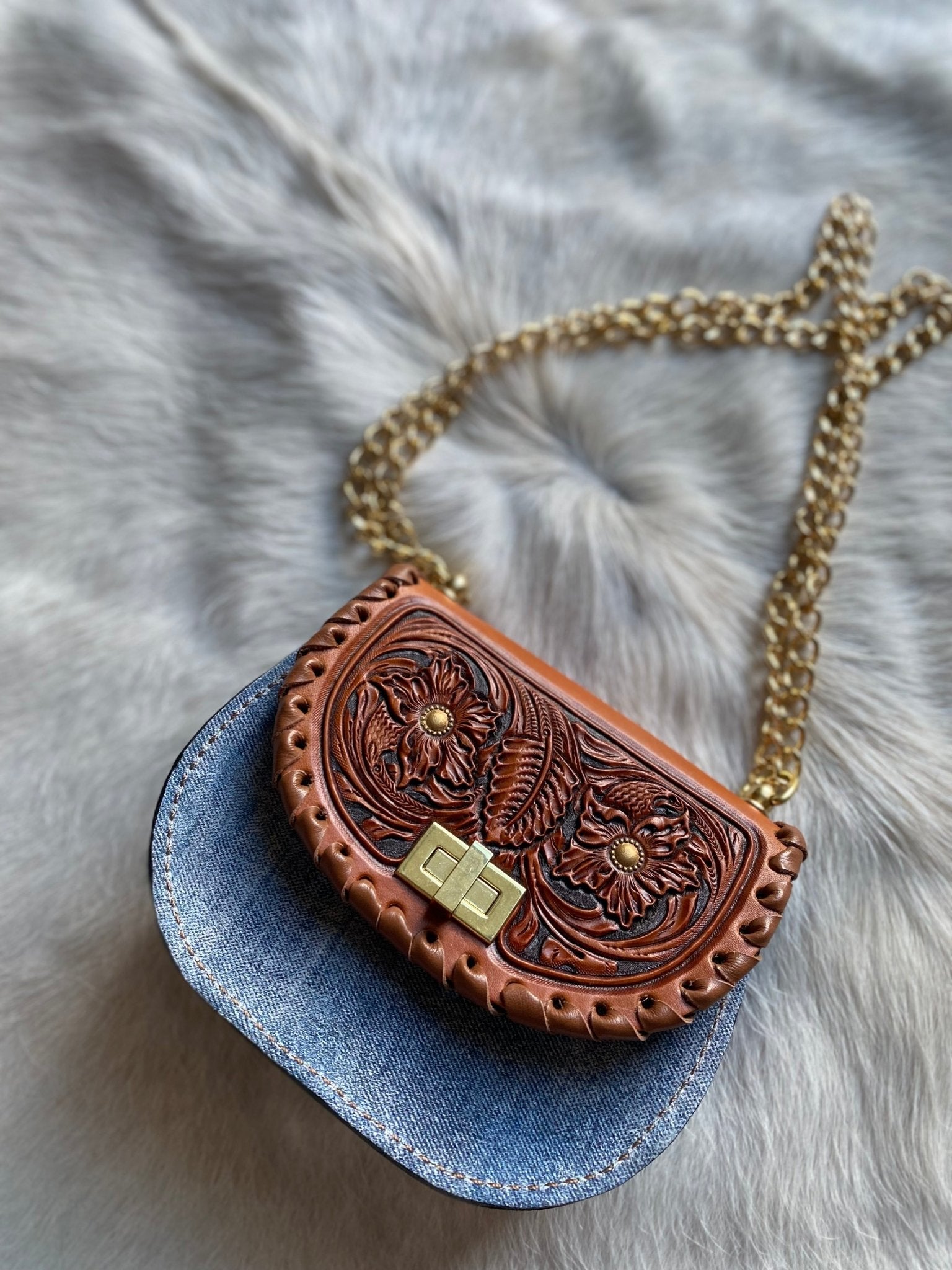 Mini Denim Suede Pioneer Cowgirl Keepsake - LovLeathers