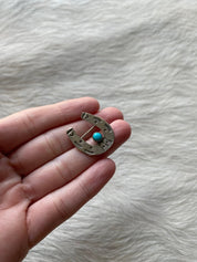 Horseshoe Turquoise Pendant Brooch - LovLeathers